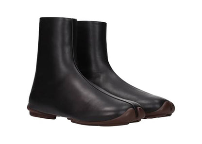 Burberry Phoenix Leather Sock Ankle Boots Black Ebony Brown