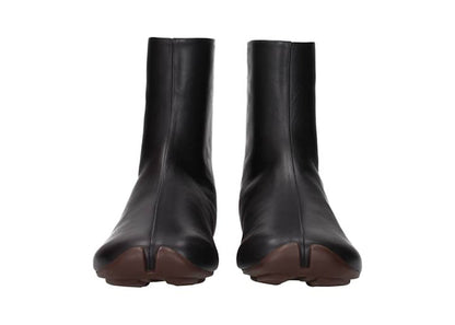 Burberry Phoenix Leather Sock Ankle Boots Black Ebony Brown