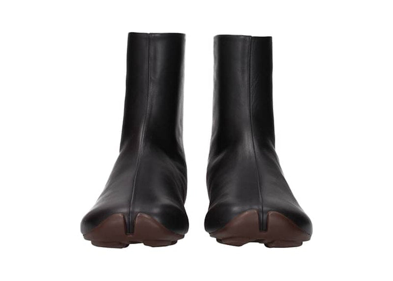 Burberry Phoenix Leather Sock Ankle Boots Black Ebony Brown