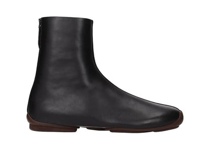 Burberry Phoenix Leather Sock Ankle Boots Black Ebony Brown