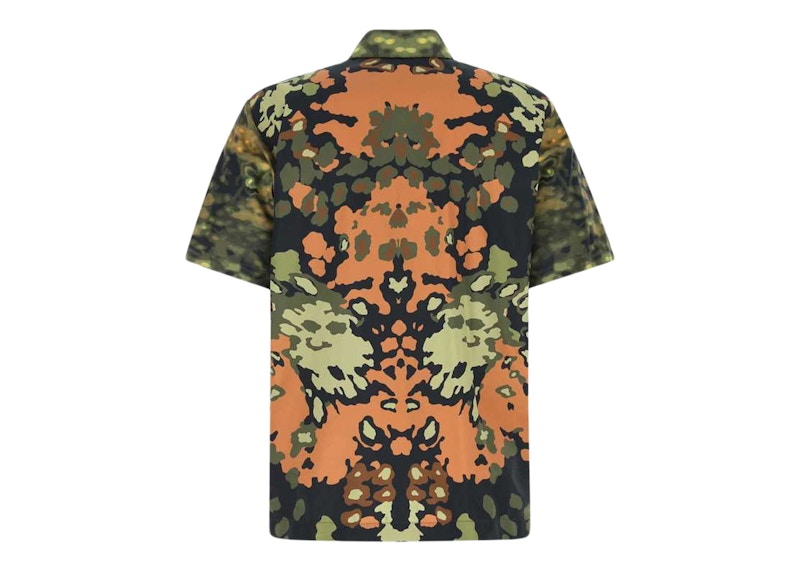 Burberry Printed Cotton Shirt Green Orange Black