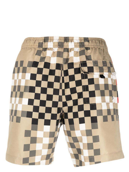 Burberry Printed Drawstring Swim Shorts Checker Print