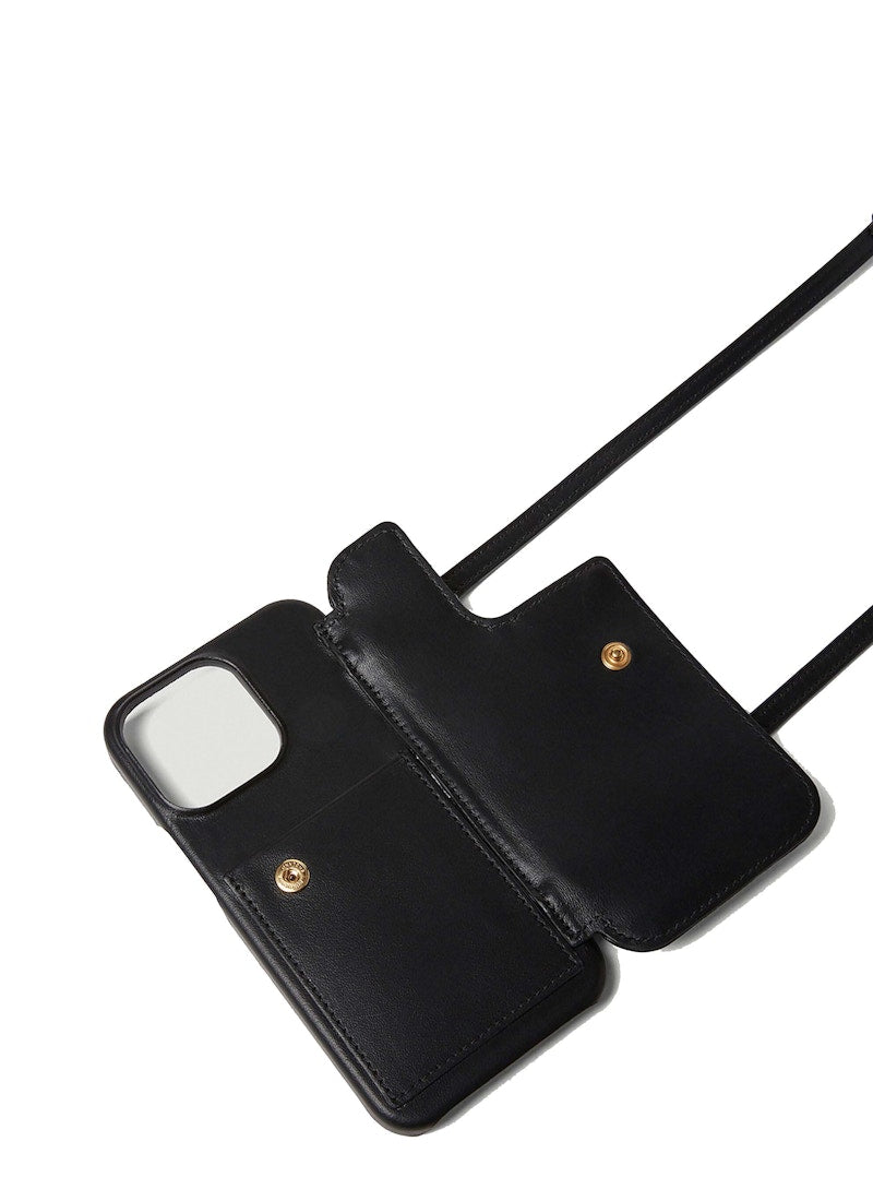 Burberry Quilted Lambskin Lola iPhone 13 Pro Phone Case with Strap Black