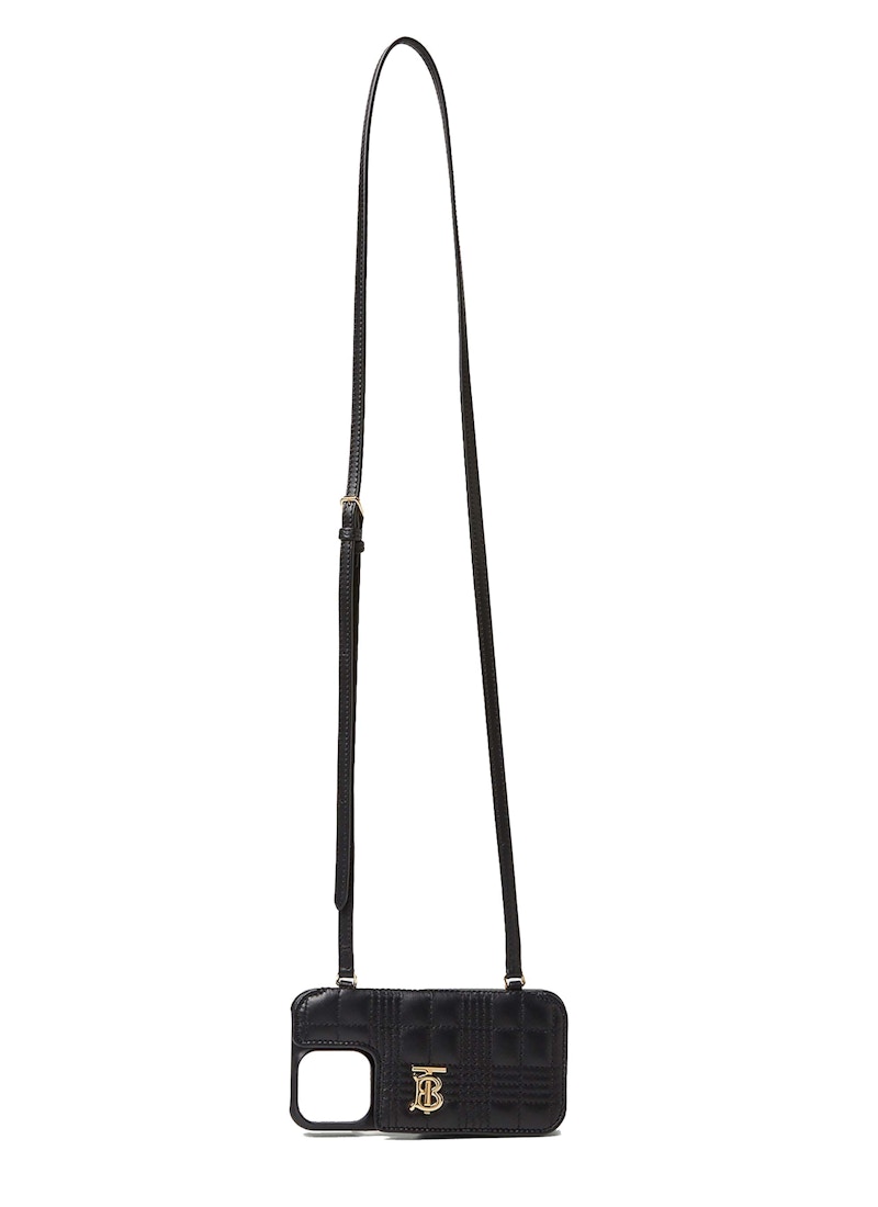 Burberry Quilted Lambskin Lola iPhone 13 Pro Phone Case with Strap Black
