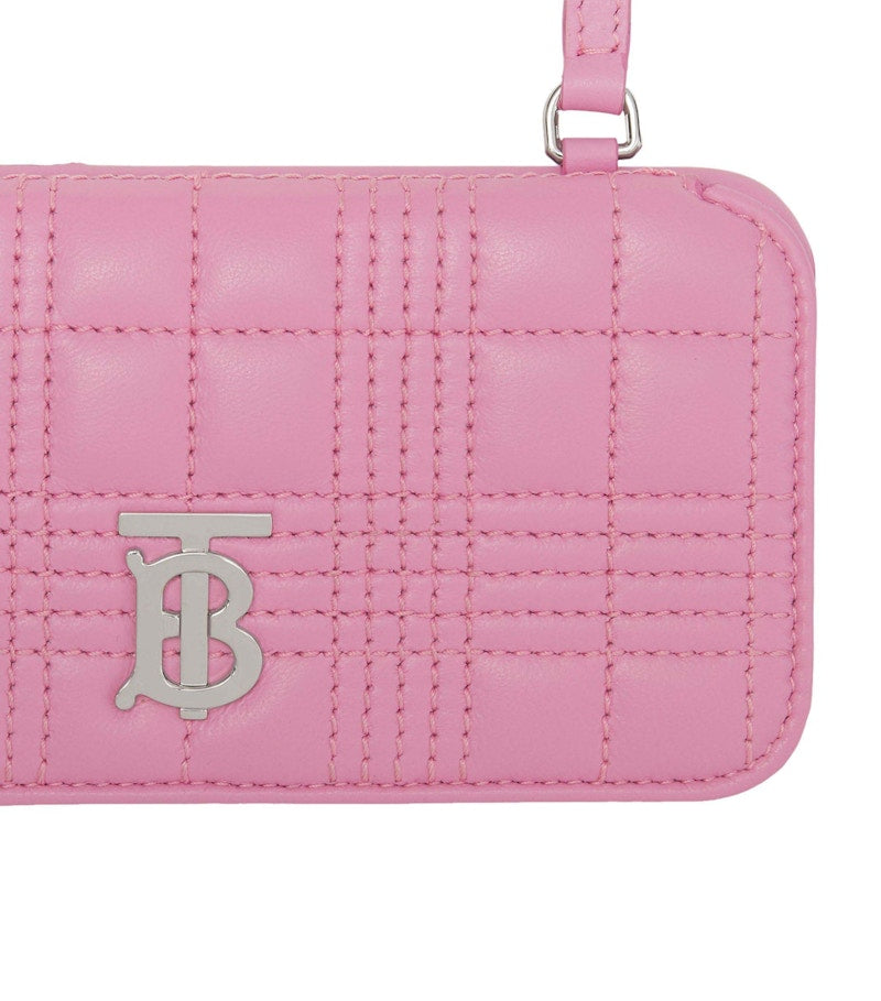 Burberry Quilted Lambskin Lola iPhone 13 Pro Phone Case with Strap Primrose Pink