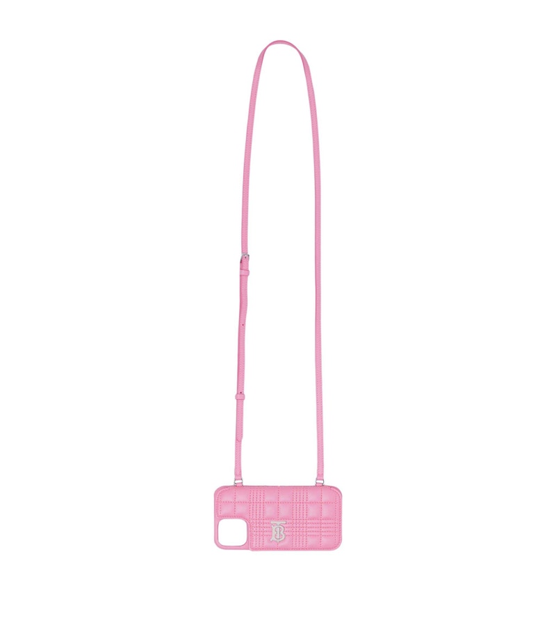 Burberry Quilted Lambskin Lola iPhone 13 Pro Phone Case with Strap Primrose Pink