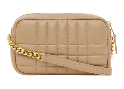 Burberry Quilted Leather Mini Lola Camera Bag Oat Beige/Gold-tone