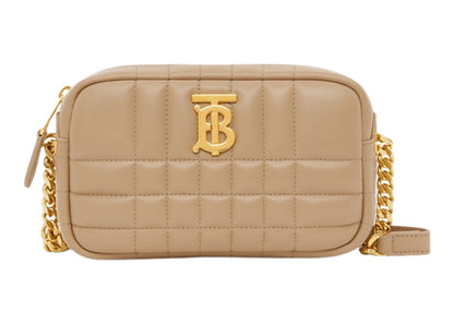 Burberry Quilted Leather Mini Lola Camera Bag Oat Beige/Gold-tone