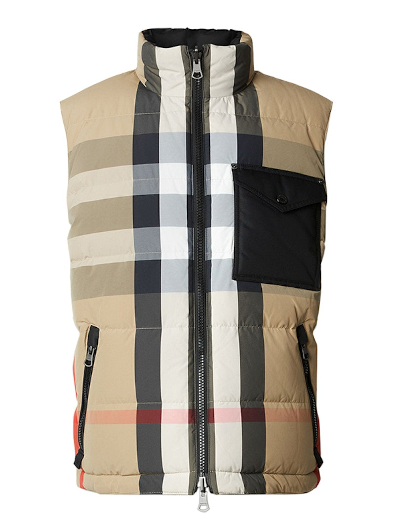 Burberry Reversible Check Nylon Puffer Gilet Archive Beige/Black