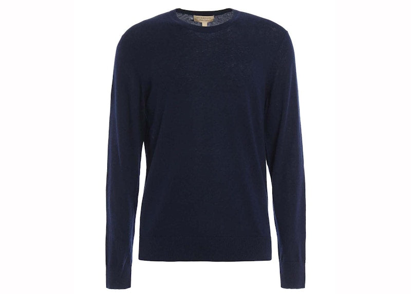 Burberry Richmond Check-Patch Cashmere-Blend Sweater Navy