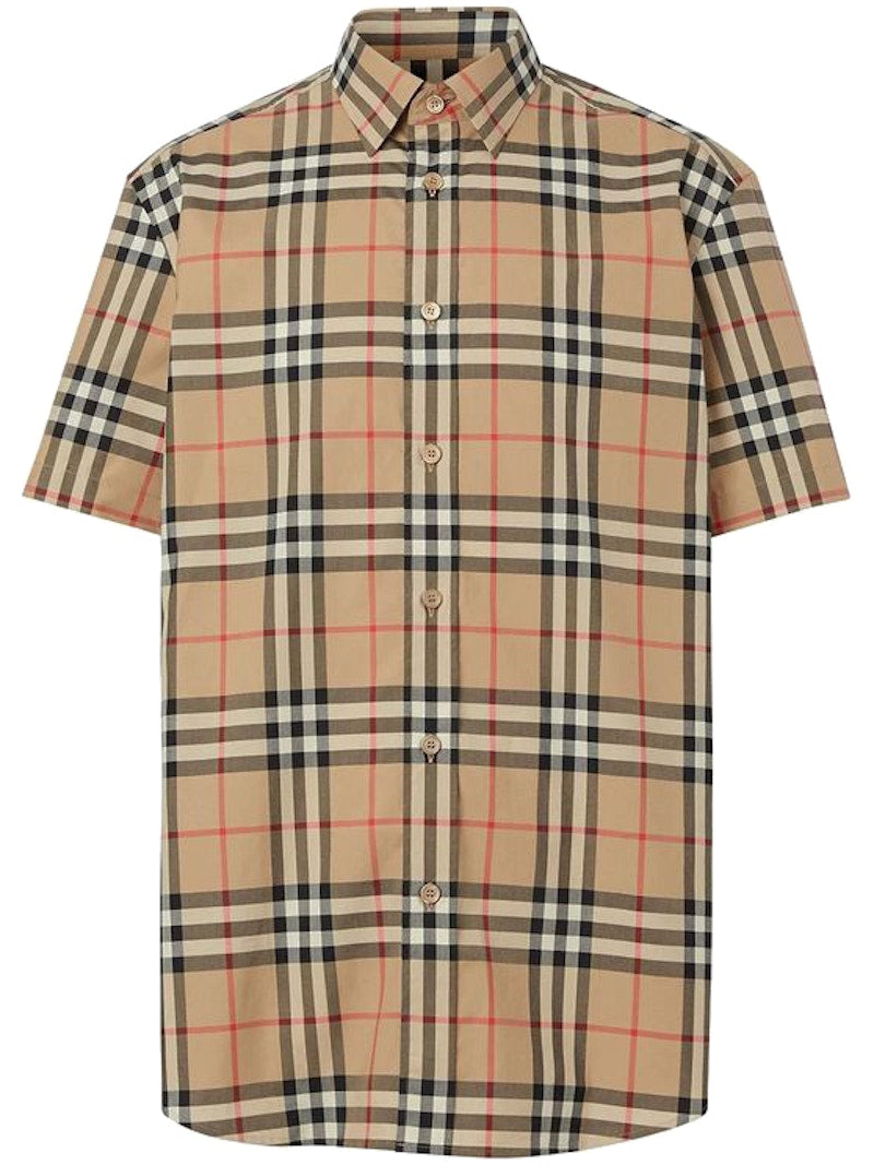 Burberry S/S Check Cotton Shirt Beige