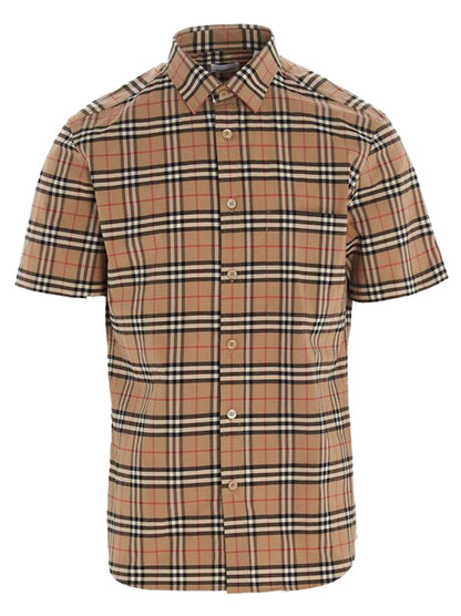 Burberry S/S Small Scale Check Stretch Cotton Shirt Archive Beige