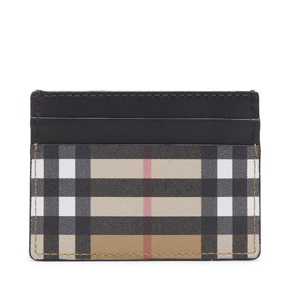 Burberry Vintage Check and Leather Card Case 4 Slot Black