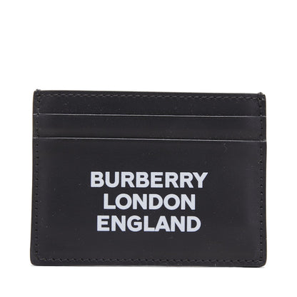 Burberry Logo Print Leather Card Case 4 Slot Black