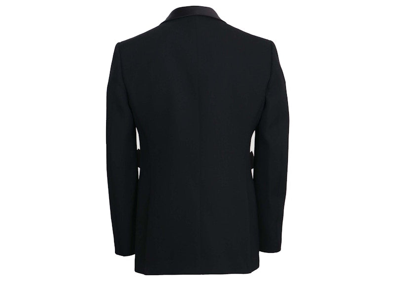 Burberry Satin Lapel Wool Tailored Jacket Black
