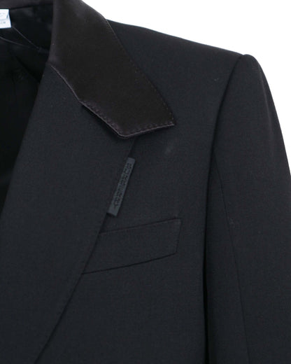 Burberry Satin Lapel Wool Tailored Jacket Black