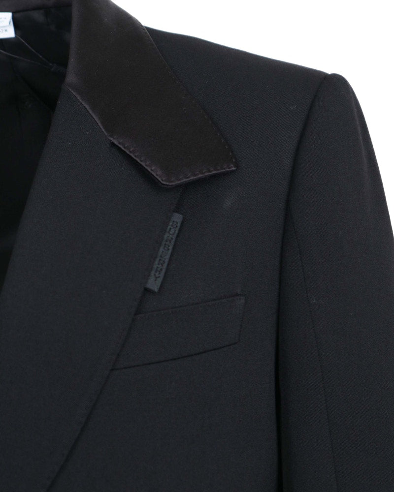 Burberry Satin Lapel Wool Tailored Jacket Black