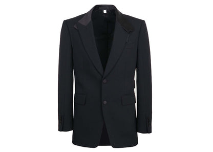 Burberry Satin Lapel Wool Tailored Jacket Black