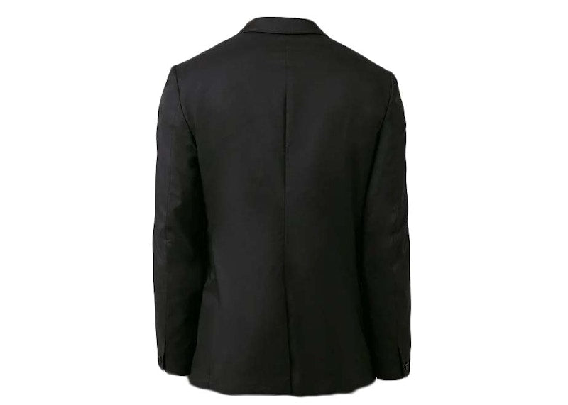 Burberry Slim Fit Zip Detail Wool Tailored Jacket Black