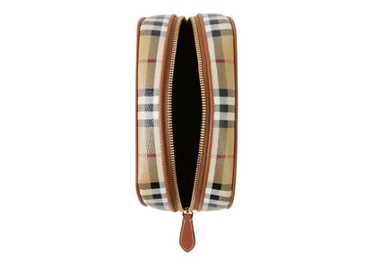 Burberry Small Check Travel Pouch Archive Beige