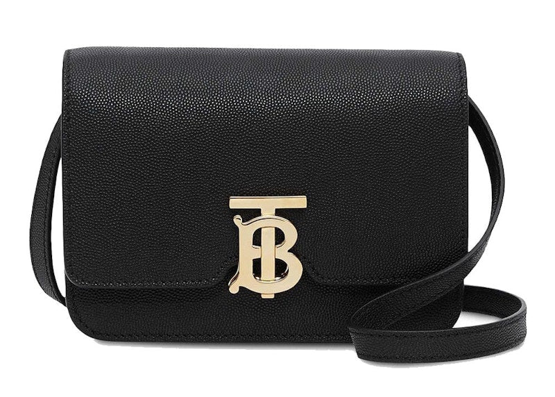 Burberry Small Grainy Leather TB Bag Black