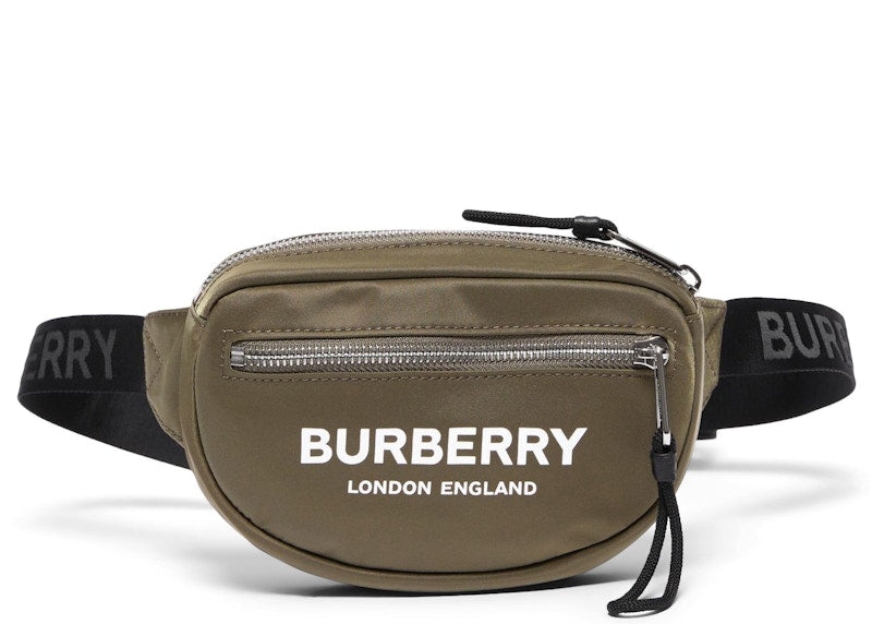 Burberry Cannon Bum Bag Logo Print Small Canvas Green