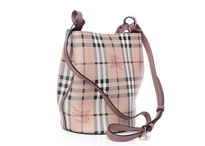 Burberry Small Lorne Haymarket Check Bucket Bag Light Elderberry