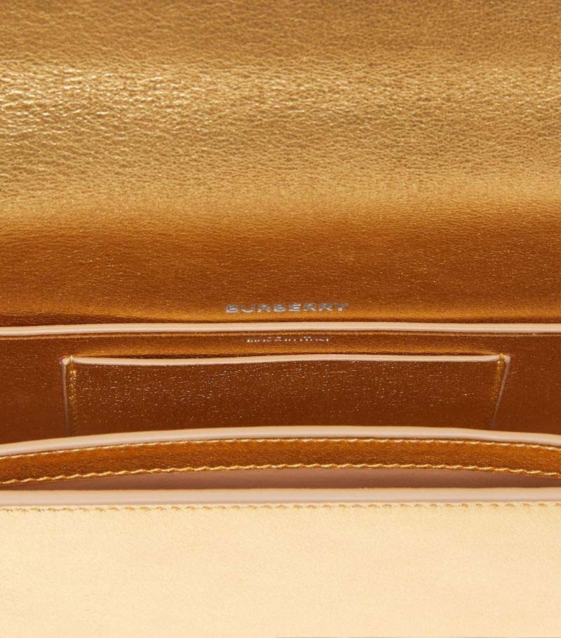 Burberry Small Metallic Leather Olympia Shoulder Bag Gold