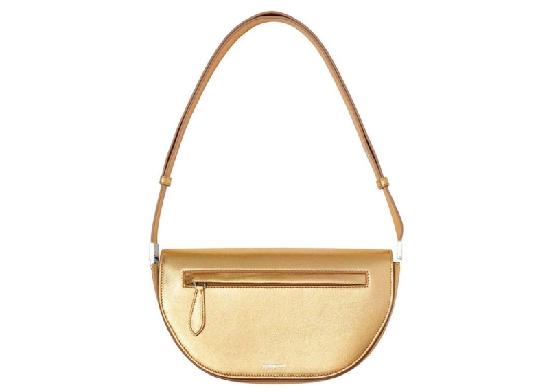 Burberry Small Metallic Leather Olympia Shoulder Bag Gold
