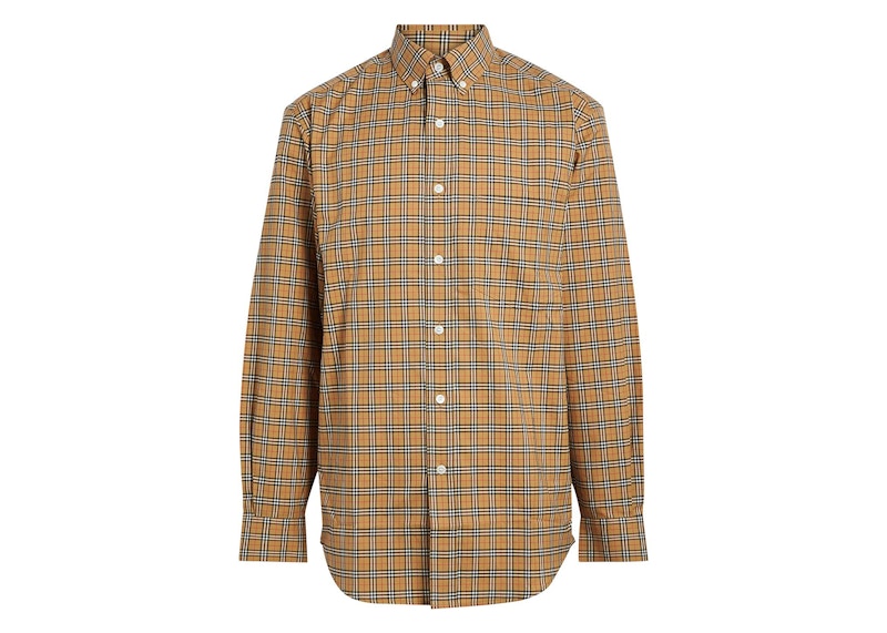 Burberry Small Scale Check Cotton Shirt Archive Beige