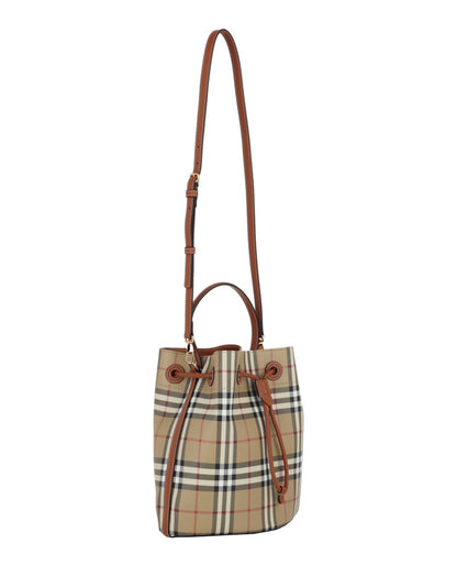 Burberry Small TB Bucket Bag Vintage Check Briar Brown