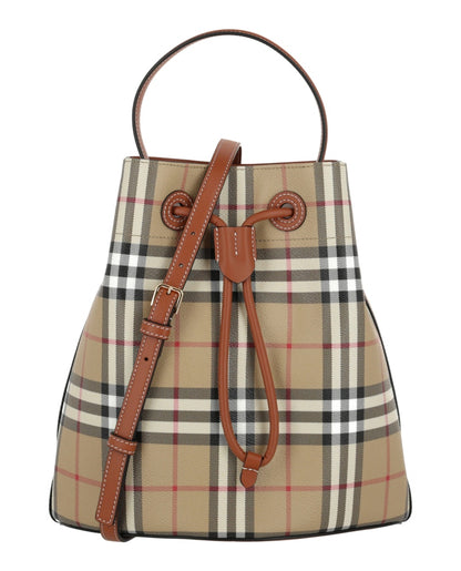 Burberry Small TB Bucket Bag Vintage Check Briar Brown