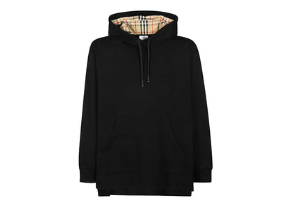 Burberry Stepped Hem Cotton Oversized Hoodie Black/Archive Beige