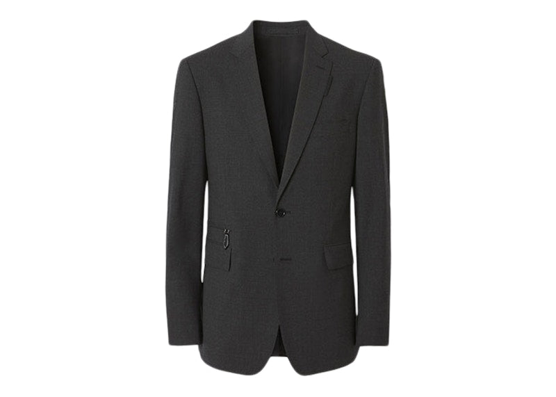 Burberry Stretch Wool Tailored Jacket Dark Grey