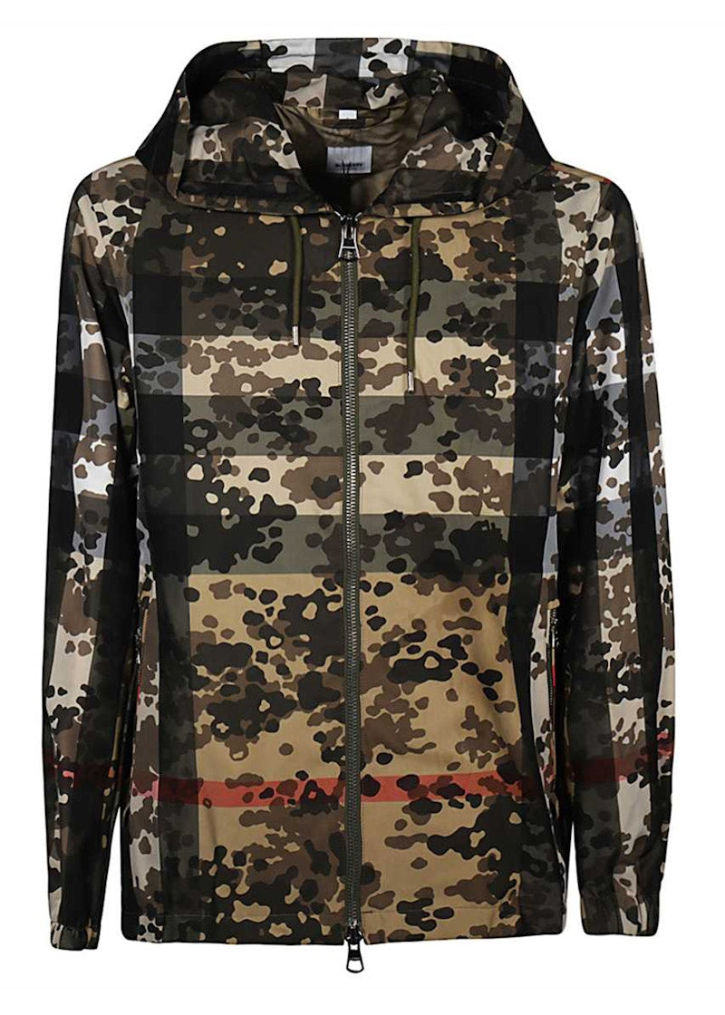 Burberry Stretton Camouflage Check lightweight Jacket Archive Beige Green