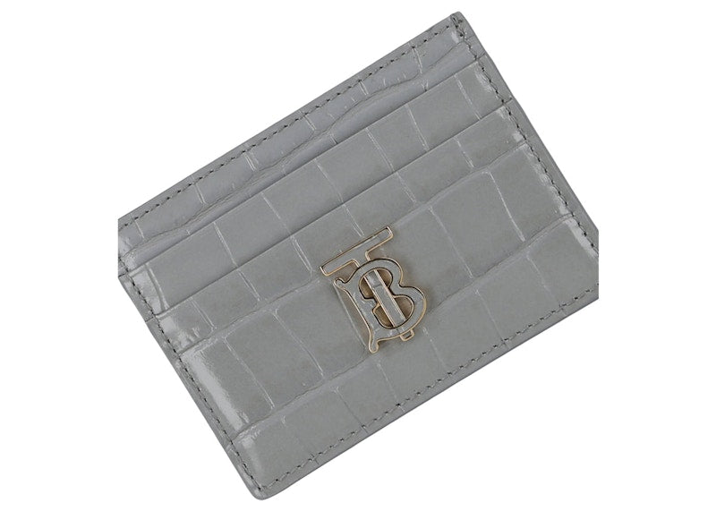 Burberry TB Croc-Embossed Card Holder Grey