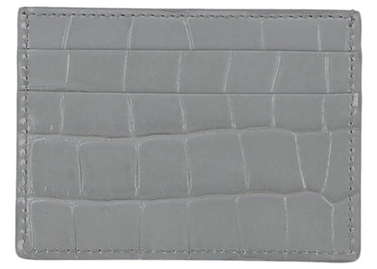 Burberry TB Croc-Embossed Card Holder Grey