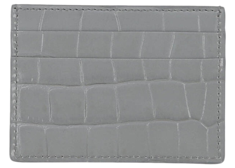 Burberry TB Croc-Embossed Card Holder Grey
