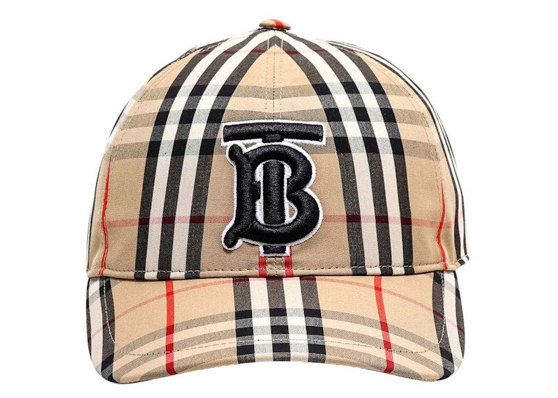 Burberry TB Logo Check Cap (8038504) Archive Beige