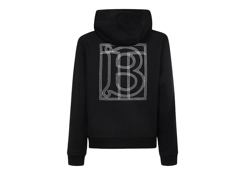 Burberry TB Monogram Logo-Embroidered Hoodie Black