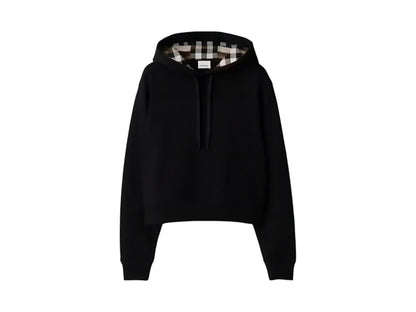 Burberry Talley Embroidery Logo Check Hooded Sweatshirt (Women's) Black
