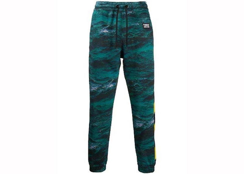 Burberry Tape Detail Sea Print Trackpants Green