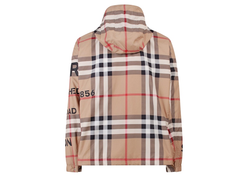 Burberry Tartan Motif Nylon Jacket Beige