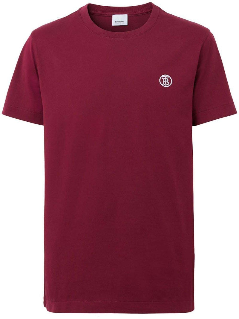 Burberry Tb-Embroidered Cotton T-Shirt Dark Red