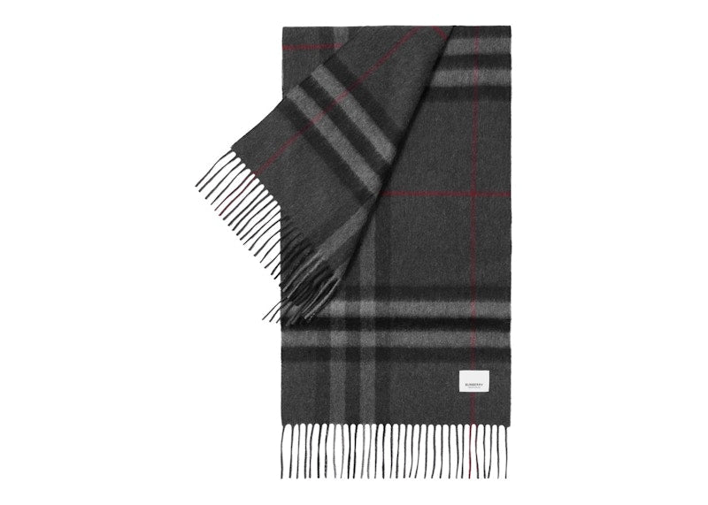 Burberry The Classic Check Cashmere Scarf Charcoal