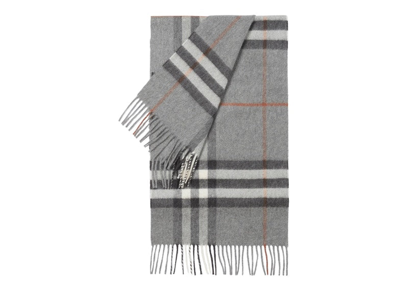 Burberry The Classic Check Cashmere Scarf Grey