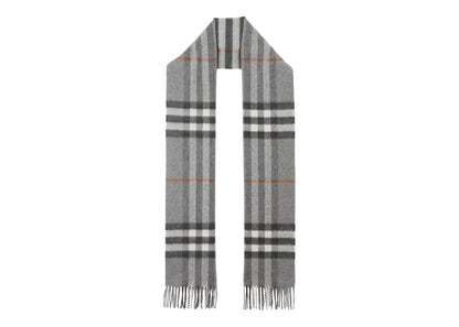 Burberry The Classic Check Cashmere Scarf Grey