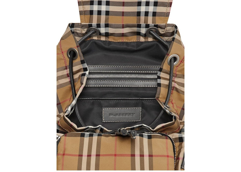 Burberry The Medium Rucksack Vintage Check Nylon Antique Yellow