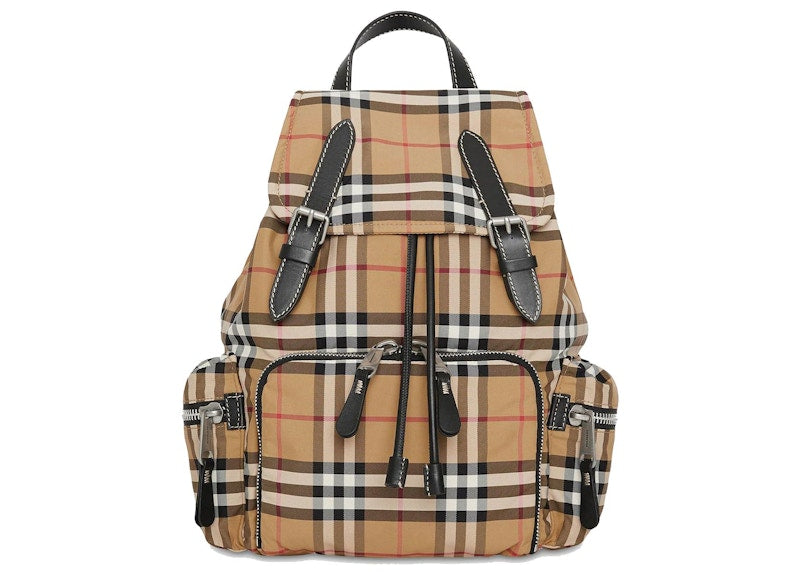 Burberry The Medium Rucksack Vintage Check Nylon Antique Yellow
