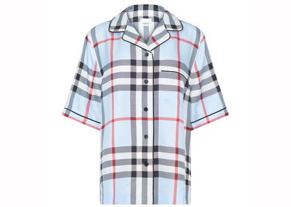 Burberry Tierney Silk Shirt Pale Blue IP Check